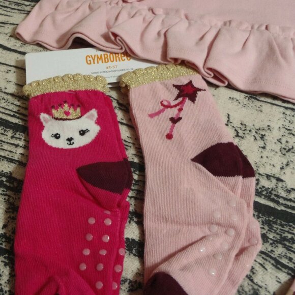 Gymboree Royal Princess 5T Leggings Shirt Hair Curly Clips Socks Outfit NWT - Picture 7 of 7